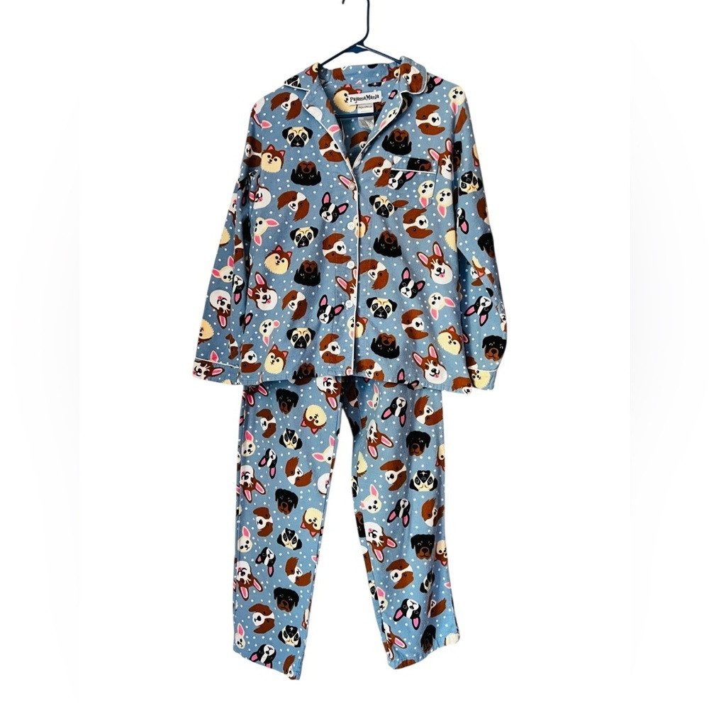 Pajama Mania Women's Dog Print Pajama Set - Blue and Brown Size Small
